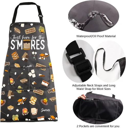 Vista 5 de MBMSO Delantal Smores S'More Lovers Regalo para Smores Maker Delantal Just Here for the Smores Regalo para Chef Pastelero Delantal Regalo de Camping