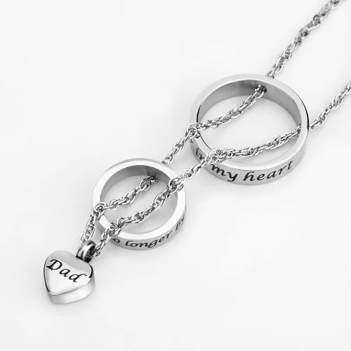 Vista 2 de XIUDA Collar de urna para cenizas No Longer by My Side, Forever in My Heart Tallado Locket Collar de cenizas cremadas