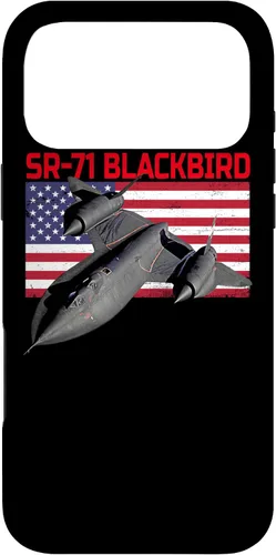 Vista 22 de SR-71 Blackbird in Action and Patriotic American Flag. Case for iPhone 17