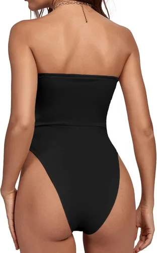 Vista 2 de LYANER Corsé sin tirantes para mujer, sexy, sin mangas, leotardo