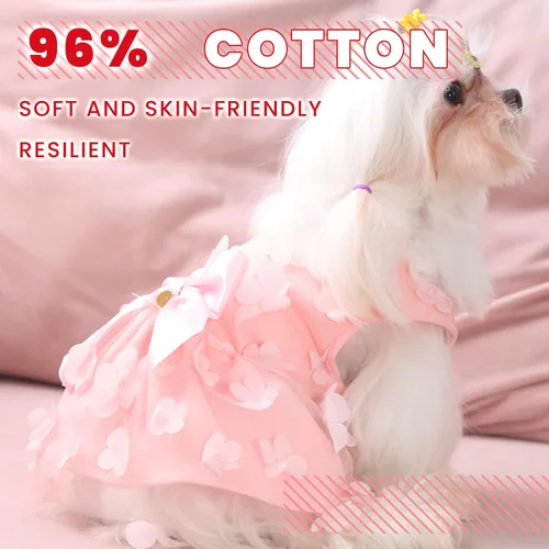 Vista 2 de Laifug Vestido para Perro Cachorro con Estampado Princesa Vestido para Perro Lindo para Fiestas (Rosa, XS)