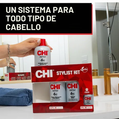 Vista 4 de CHI Kit de estilista para el hogar, champú infrarrojo de 12 onzas, tratamiento de 12 onzas, niebla de queratina de 12 onzas e infusión de seda de 2