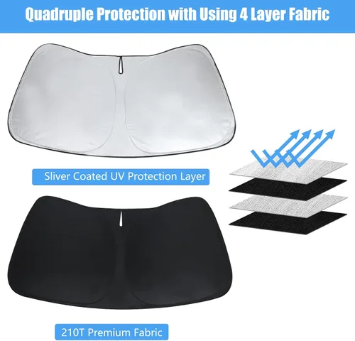 Vista 2 de Parasol para parabrisas, 4 capas, parasol para ventana delantera, bloquea los rayos UV, mantiene el automóvil más fresco
