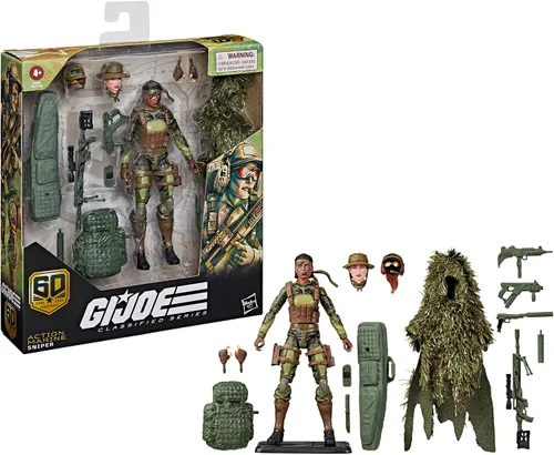 Vista 14 de G.I. Joe Classified Series 60th Anniversary Action Marine - Francotirador, figura de acción coleccionable de 6 pulgadas con traje Ghillie y 19