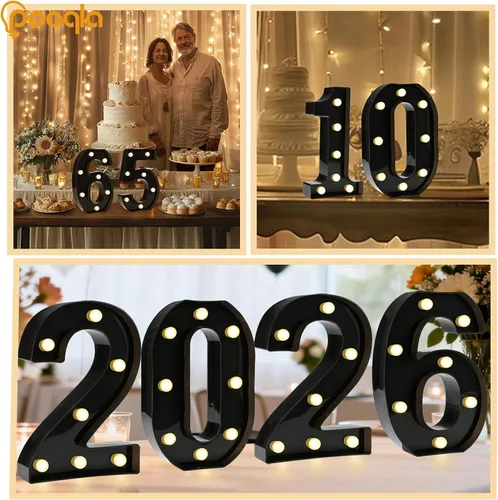 Vista 6 de Pooqla - Números iluminados negros, decoraciones de cumpleaños 50 para hombres Number 50