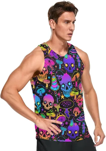 Vista 3 de JHKKU Camisetas deportivas sin mangas para hombre, de secado rápido, para gimnasio, atletismo, fitness, correr, entrenamiento, playa, sin mangas