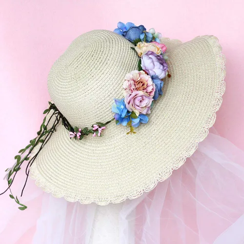 Vista 5 de Diadema de flores ajustable, guirnalda floral, corona de flores, halo, tocado bohemio con cinta, fiesta de boda, talla única
