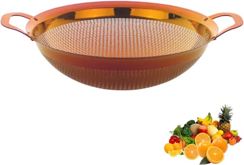 Vista 8 de Colador de acero inoxidable con asa y patas para pasta, espaguetis, bayas, verduras, frutas, fideos, ensaladas, colador de frutas, colador