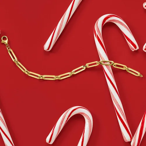 Vista 9 de Ross-Simons Italian 14kt Yellow Gold Alternating Paper Clip Link Bracelet