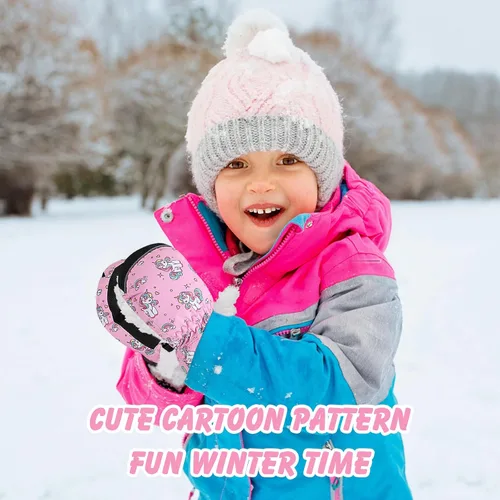 Vista 6 de MoKo Guantes de nieve para niños pequeños, antideslizantes, impermeables, con cremallera, de tela de terciopelo cálido, guantes de esquí para niños