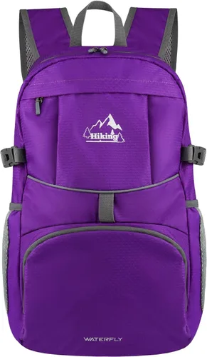 Vista 17 de WATERFLY Mochila de senderismo plegable: mochila de día de 25L ultra ligera para mujer y hombre - pequeña mochila plegable compacta para deportes al