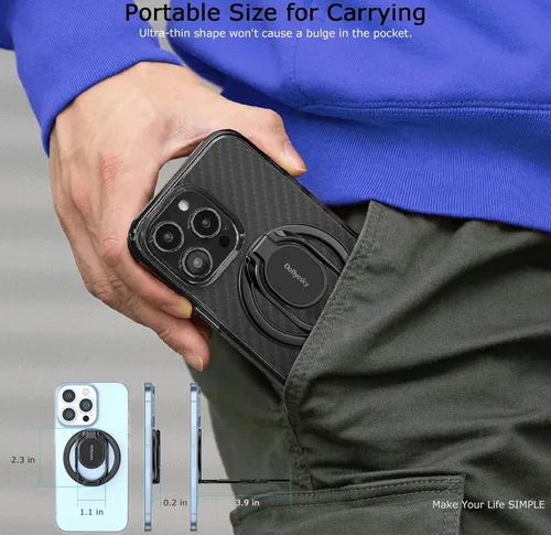 Vista 9 de Doflyesky Soporte magnético de anillo de teléfono para iPhone, soporte de agarre doble ajustable para teléfono de gimnasio y soporte extraíble