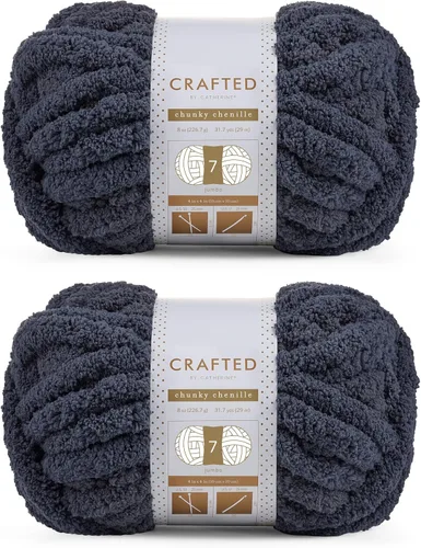 Vista 13 de Crafted By Catherine Hilo de Chenille Grueso - Paquete de 2 (8 oz / 227 g, 31.7 Yardas Cada Madeja), Beige, Calibre 7 Jumbo