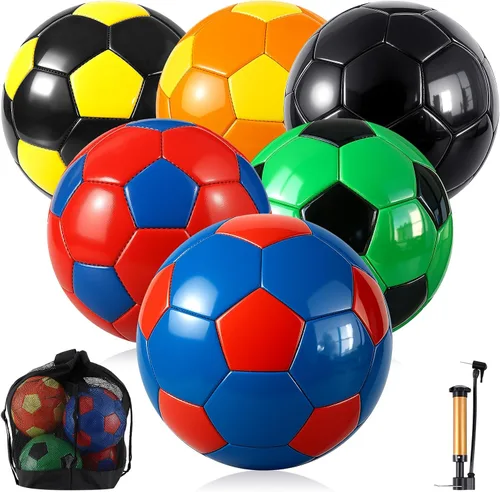 Vista 7 de Realspring Balones de fútbol desinflados a granel con bolsa de inflador, operación de Navidad, tamaño oficial, fútbol para jóvenes, al aire libre