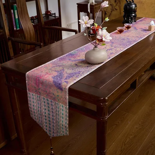 Vista 19 de Extra Long 2-Piece Table Runner Set 118, Waterproof Banquet Table Decor, Double Sided Event Cloth, Heavy Duty Tea Mat, Washable Reversible Brocade