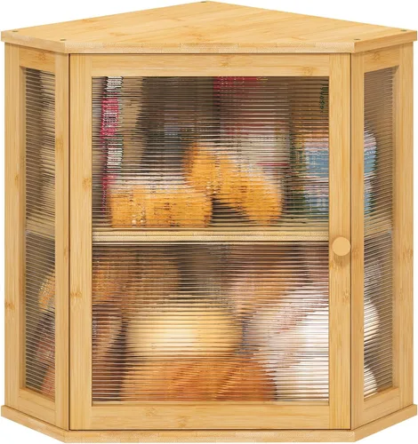 Vista 17 de viewcare Caja de Pan de Esquina para Encimera de Cocina, Caja de Pan de Madera de Bambú Negra, Caja de Almacenamiento de Pan de Gran Capacidad