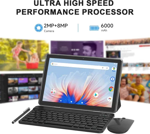 Vista 3 de HOTTABLET Tablet Android 15 de 10", 12(4+8Expand) GB RAM+64GB ROM, cámara dual de 2+8 MP, batería de 6000 mAh