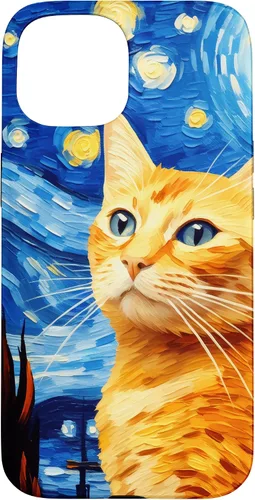 Vista 6 de Orange Tabby Cat Starry Night Vincent Van Gogh - Carcasa para iPhone 17