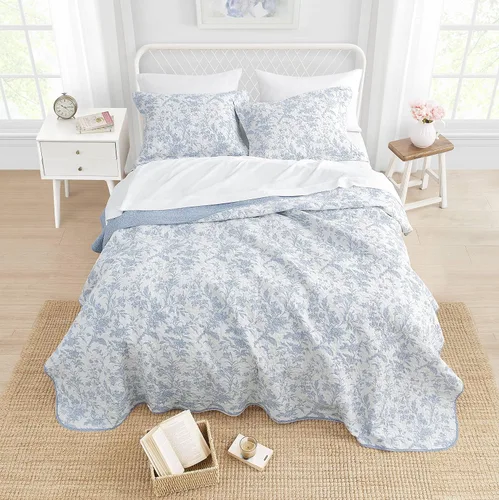 Vista 7 de Laura Ashley - Juego de edredón individual, juego de ropa de cama reversible de algodón con funda de almohada adicional, decoración del hogar