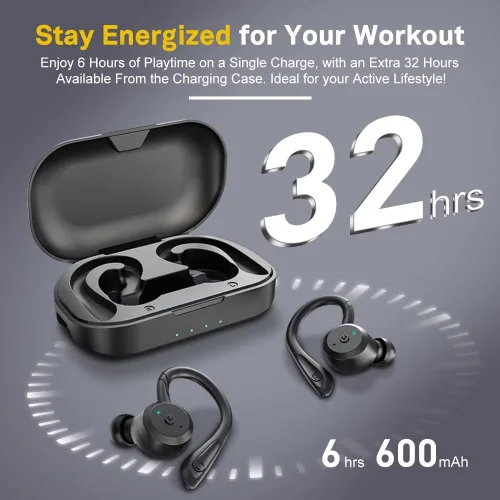 Vista 4 de Apekx - Auriculares Bluetooth, auriculares inalámbricos verdaderos con estuche de carga, IPX7 impermeable, sonido estéreo, auriculares con micrófono