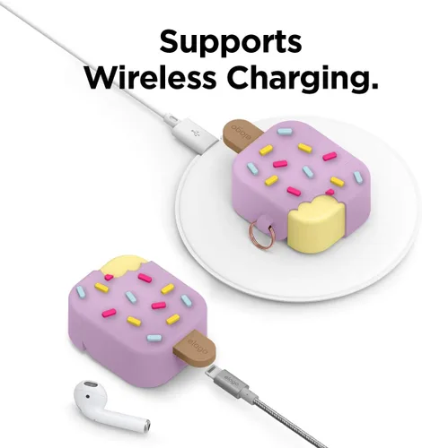 Vista 4 de Elago - Funda con llavero para audífonos AirPods 1 y 2 de Apple en forma de helado.
