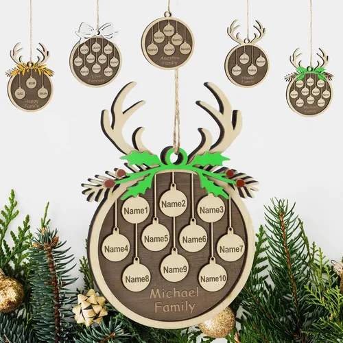Vista 41 de Adornos de Navidad personalizados familiares de 1, 2, 3, 4, 5, 6, 7, 8, 9, 10, adornos de madera personalizados, decoraciones de Navidad, regalos
