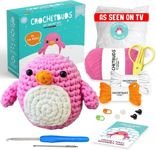 Vista 8 de Penguin Crochet Kit for Beginners & Adults (Purple) – DIY Yarn Craft for Couples, Teens & Animal Lovers Complete Kit w/Hook, Pattern, Step-by-Step