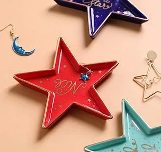 Vista 3 de Stephanie Imports Bonito plato de cerámica en forma de estrella y plato decorativo para joyas