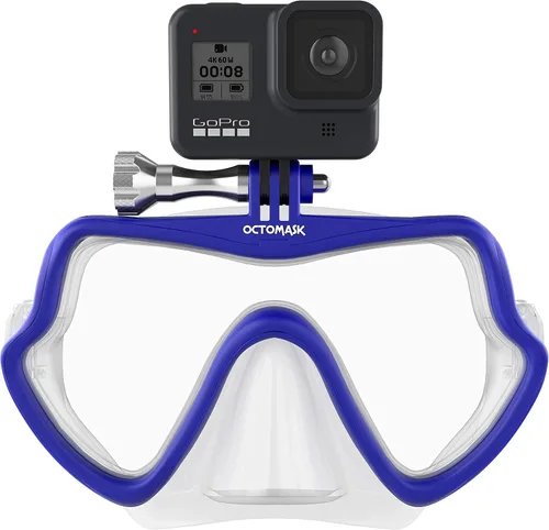 Vista 5 de OCTOMASK - Máscara de buceo sin marco con soporte para todas las cámaras GoPro Hero para buceo, esnórquel, apnea