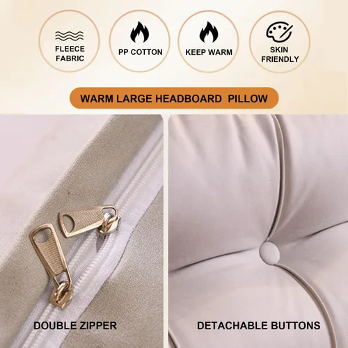 Vista 5 de Almohada grande para cabecero, cojín de cuña para reposo en cama, almohada de lectura, impermeable, para sentarse en la cama, sofá cama, respaldo