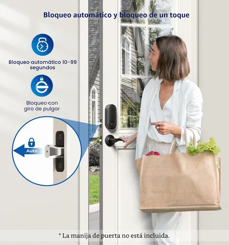 Vista 4 de Veise RZ-A - Cerradura de puerta con teclado electrónico, color negro mate Keyless Entry for Front Door, 20 Codes, Auto Lock, One-time Codes, 365