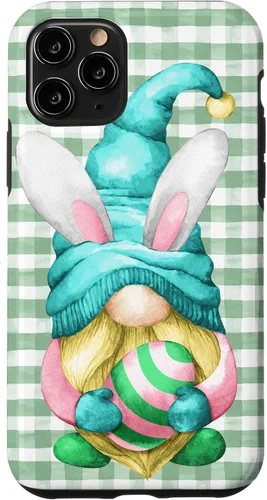Vista 29 de iPhone 15 Pro Max Lindo gnomo de Pascua para caza de huevos en primavera Buffalo Plaid Case
