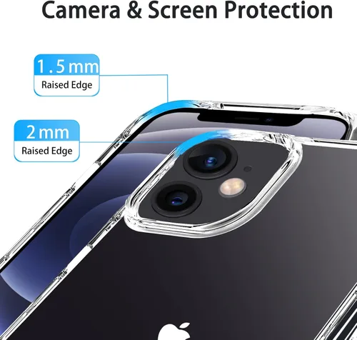 Vista 4 de JJGoo Compatible con iPhone 12 y 12 Pro funda transparente, transparente a prueba de golpes, delgada, antiarañazos, carcasa protectora trasera