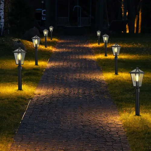 Vista 9 de Lámparas de Poste para Exteriores, Lámpara de Poste con Acabado Negro, Pilar de Aluminio Impermeable y Antioxidante, Iluminación Exterior