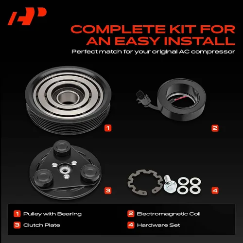 Vista 3 de A-Premium Kit de embrague de compresor de A/C para Jeep Liberty 3.7L 2006-2008, apto para Dodge Nitro 3.7L 2007-2008, solo apto para compresor