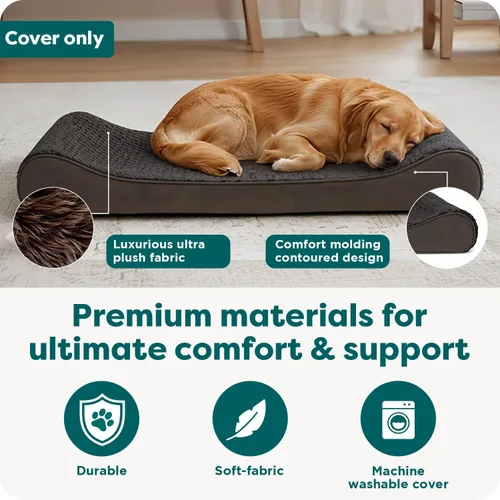 Vista 5 de Furhaven - Funda de repuesto ultraafelpada para cama de perro, color chocolate, jumbo (XL)
