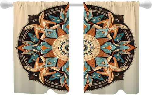 Vista 20 de Shrahala Blue Bright Blackout Curtain Tiers, Colorful Acrylic Paint Pour Abstract Design Kitchen Valance Light Blocking Tier Drapes with Rod Pocket