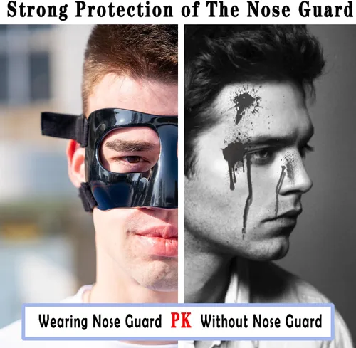 Vista 7 de Protector de nariz para nariz rota, máscara facial deportiva, protector de nariz ajustable con acolchado de espuma para béisbol, softbol