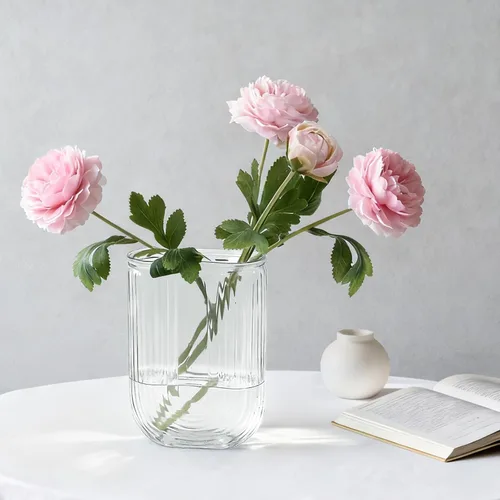 Vista 4 de Jarrón de cristal transparente para flores, florero acanalado en forma de U para centros de mesa, ramo, jarrones de decoración del hogar de 7.28