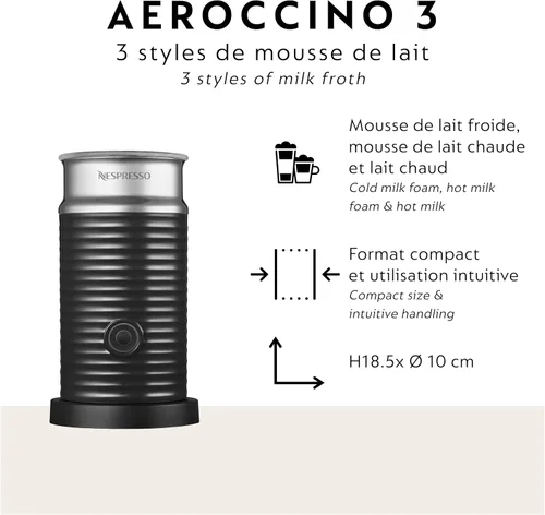 Vista 2 de Nespresso Vertuo Next Cafetera de café y espresso de Breville, con espumador de leche Aeroccino, gris claro