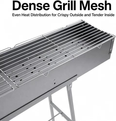 Vista 9 de Parrilla de carbón portátil, parrilla plegable para barbacoa con malla