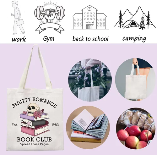 Vista 5 de ENSIANTH Smutty Romance Tote Bag Literatura Bookish Gift Spicy Reader Lover Gift Smut Book Reader Handle Bag