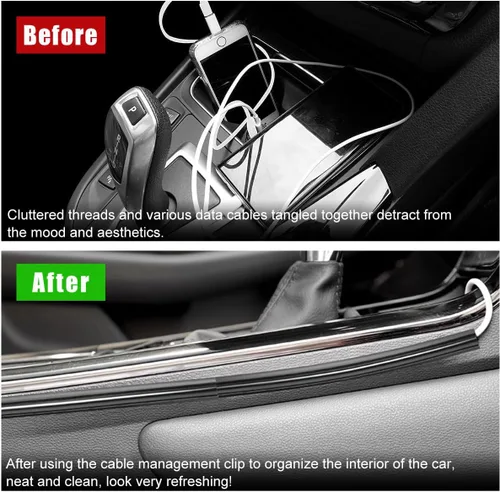 Vista 4 de Ohleats 8 fundas de alambre ocultas para automóvil, funda protectora oculta para cable autoadhesivo, funda organizadora de cable de alambre dividido