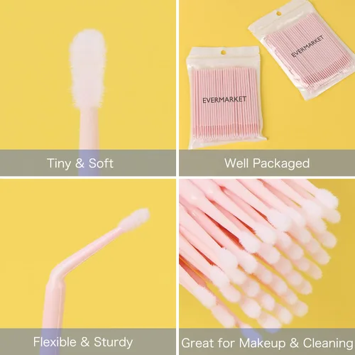 Vista 6 de EVERMARKET Micro hisopos para extensiones de pestañas, 200 microaplicadores desechables para maquillaje, microswabs de 0.079 pulgadas