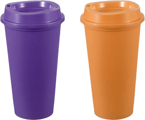 Vista 20 de uxcell 2 tazas reutilizables para café, 16 onzas, café de viaje, color azul Azul claro