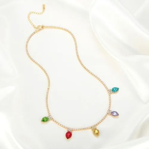 Vista 3 de Christmas Necklace For Women Chrismas Light Bulb Choker Christmas Tree Pendant Necklace
