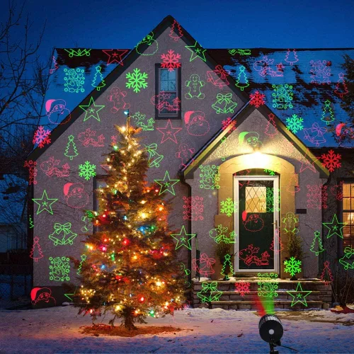Vista 6 de Luces de proyector láser de Navidad, luces de proyección LED de 8 patrones con control remoto, proyectores de paisaje, espectáculo de estrellas