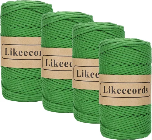 Vista 61 de Cordón de algodón trenzado de 0.11 pulgadas x 109 yardas, cuerda de algodón para macramé natural, estilo bohemio, para colgar plantas hechas a mano