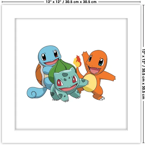 Vista 7 de Gallery Pops Pokemon - Bulbasaur, Charmander, Squirtle - Arte de pared con marco blanco, 12 x 12 pulgadas Versión enmarcada en blanco