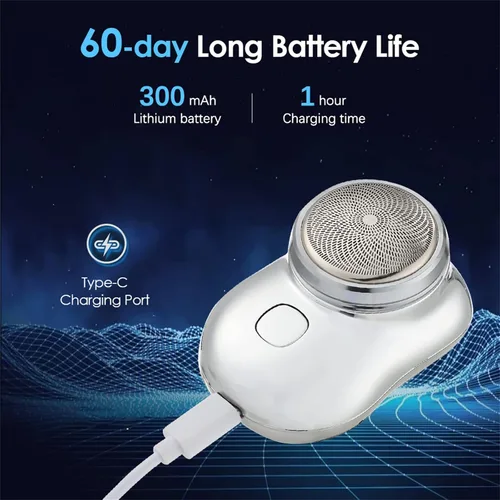 Vista 3 de Mini afeitadora eléctrica portátil de bolsillo, máquina de afeitar eléctrica de viaje 2023 para hombres, maquinilla de afeitar eléctrica mágica